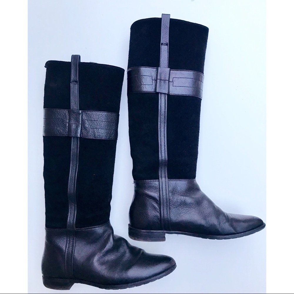Zara Suede Boots with Leather Accents Sz 8